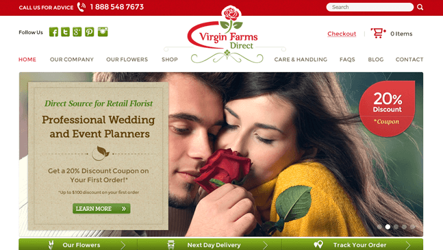 Virgin farms home page slider